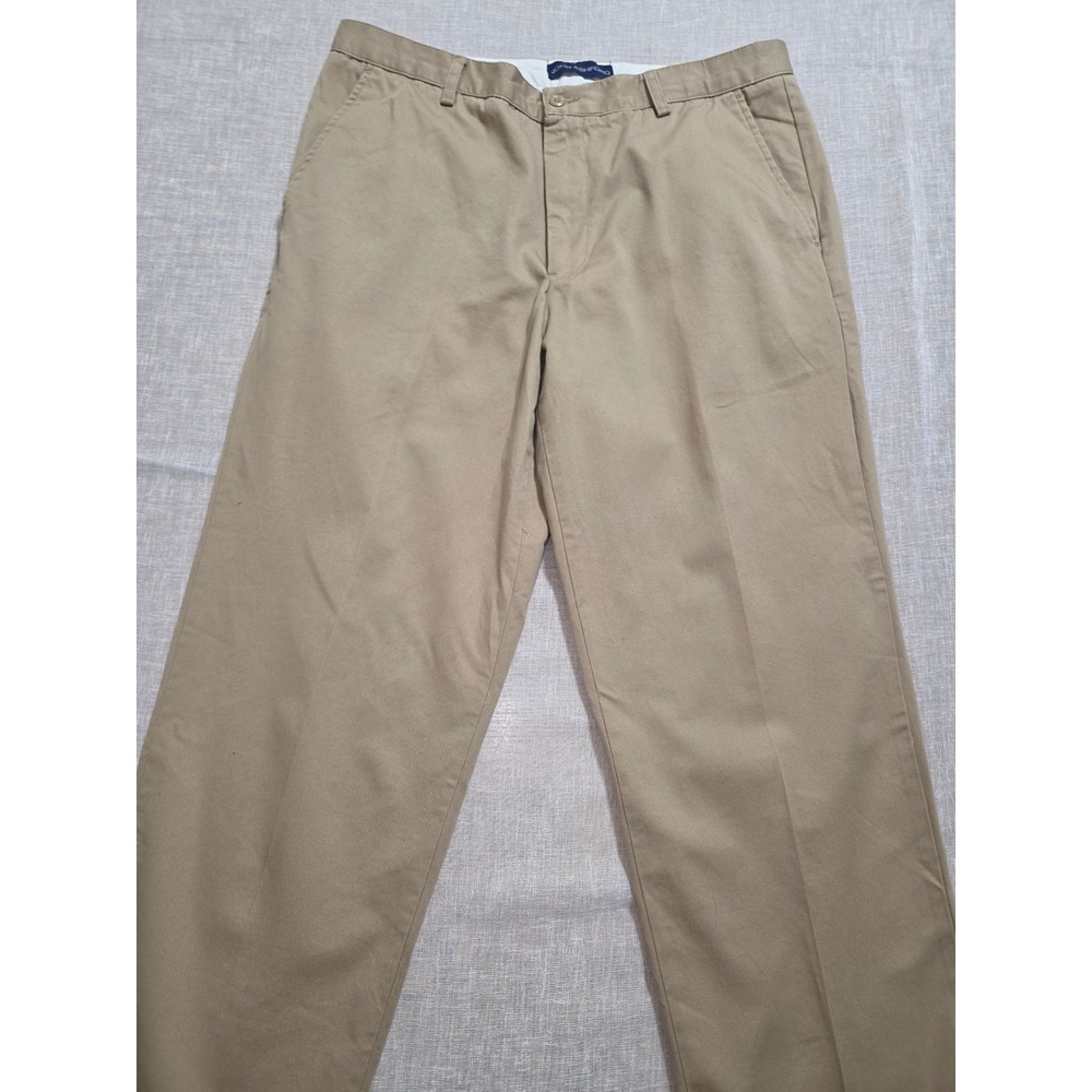 John Ashford Mens Khaki Chino Pants Tan Straight Leg 34x32